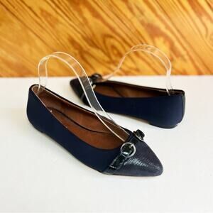 DONALD J. PLINER Bettia Lizard Embossed Flats Navy Blue
